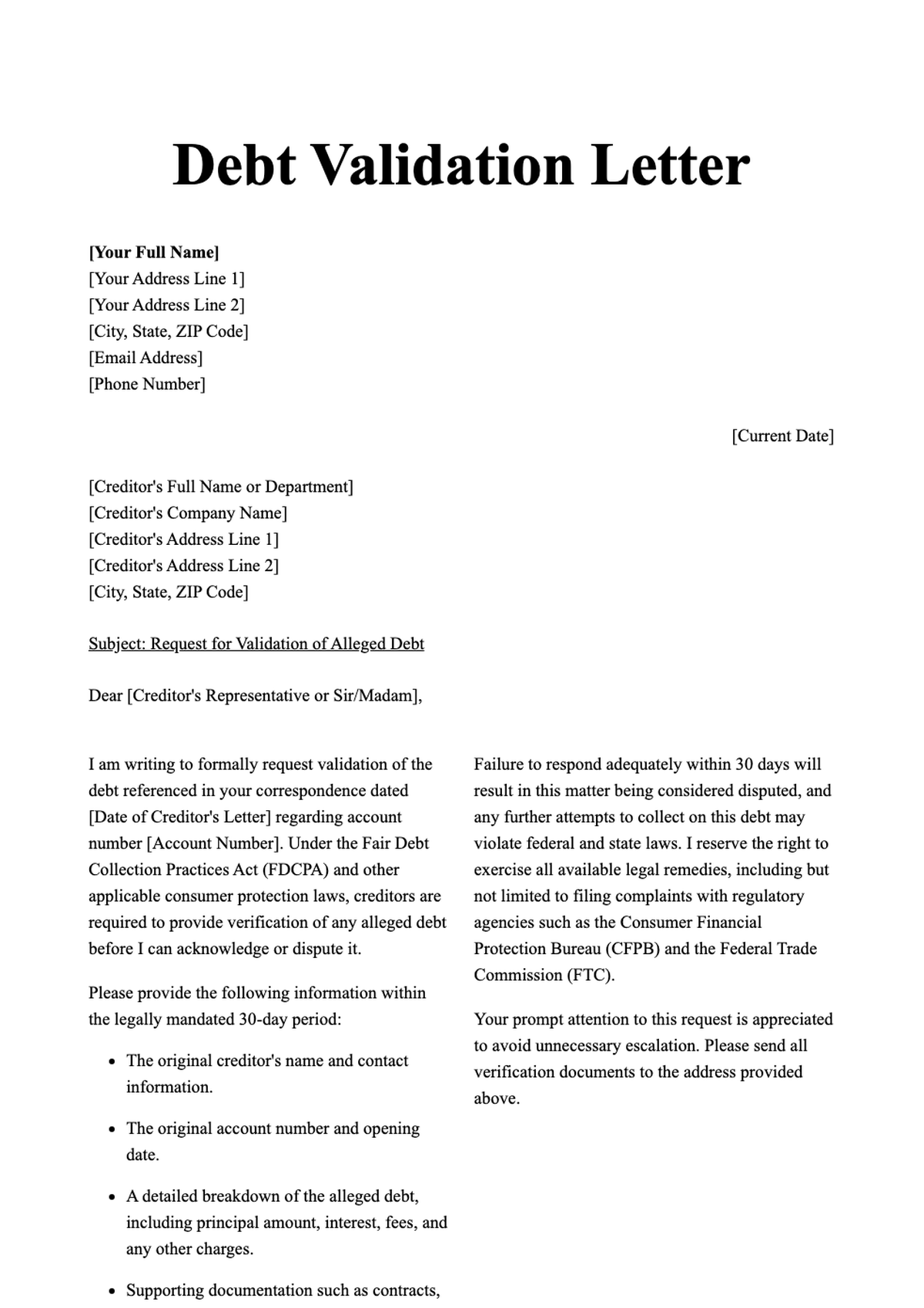 Debt Validation vs Debt Verification Comparison Chart_variant_1